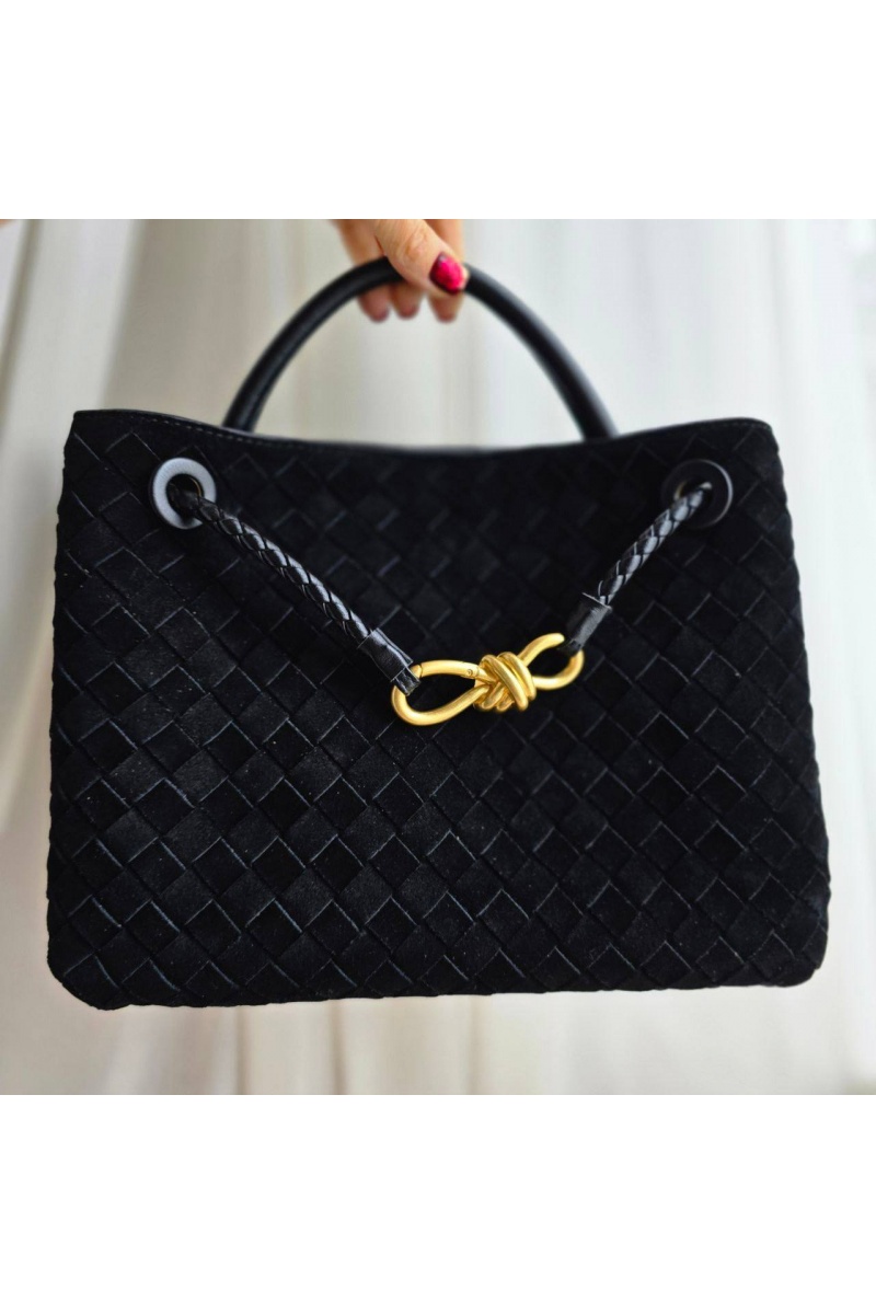 Bottega Veneta Замшевая чёрная сумка 30x23 см