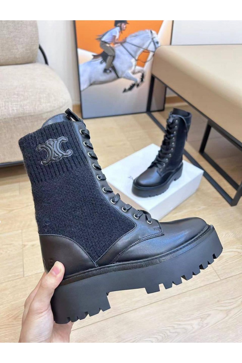 Celine Женские комбинированные ботинки Premium - Black