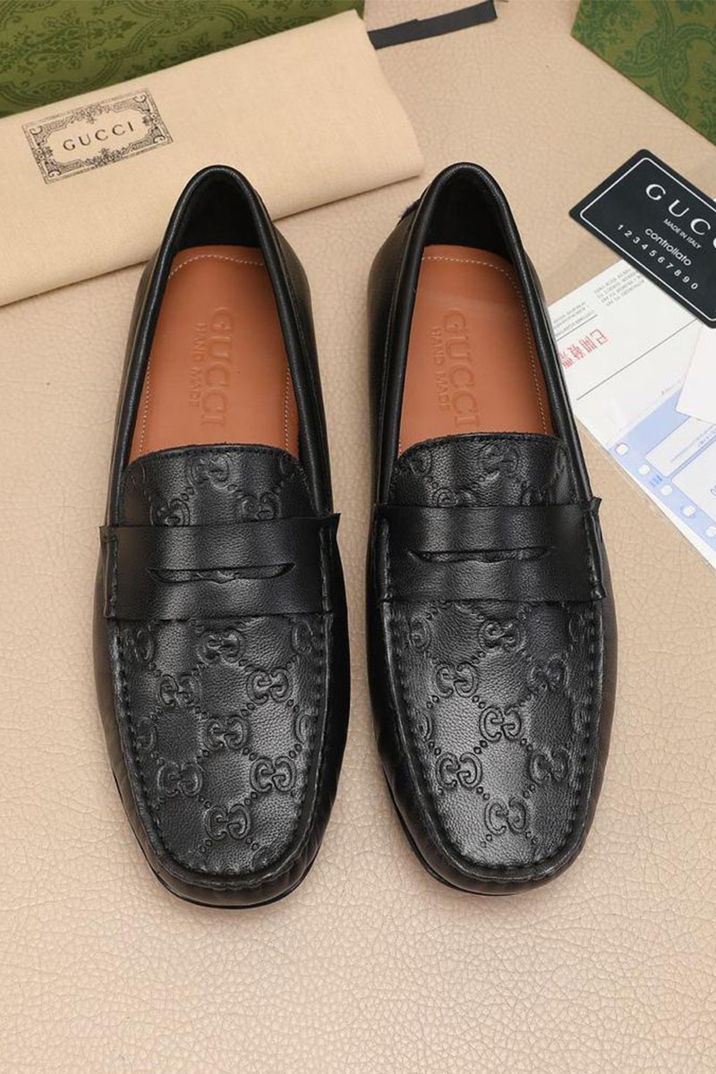 Gucci Мужские кожаные мокасины GG monogram