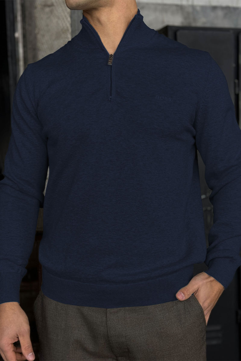 Hugо Воss Мужской джемпер quarter zip - Navy 