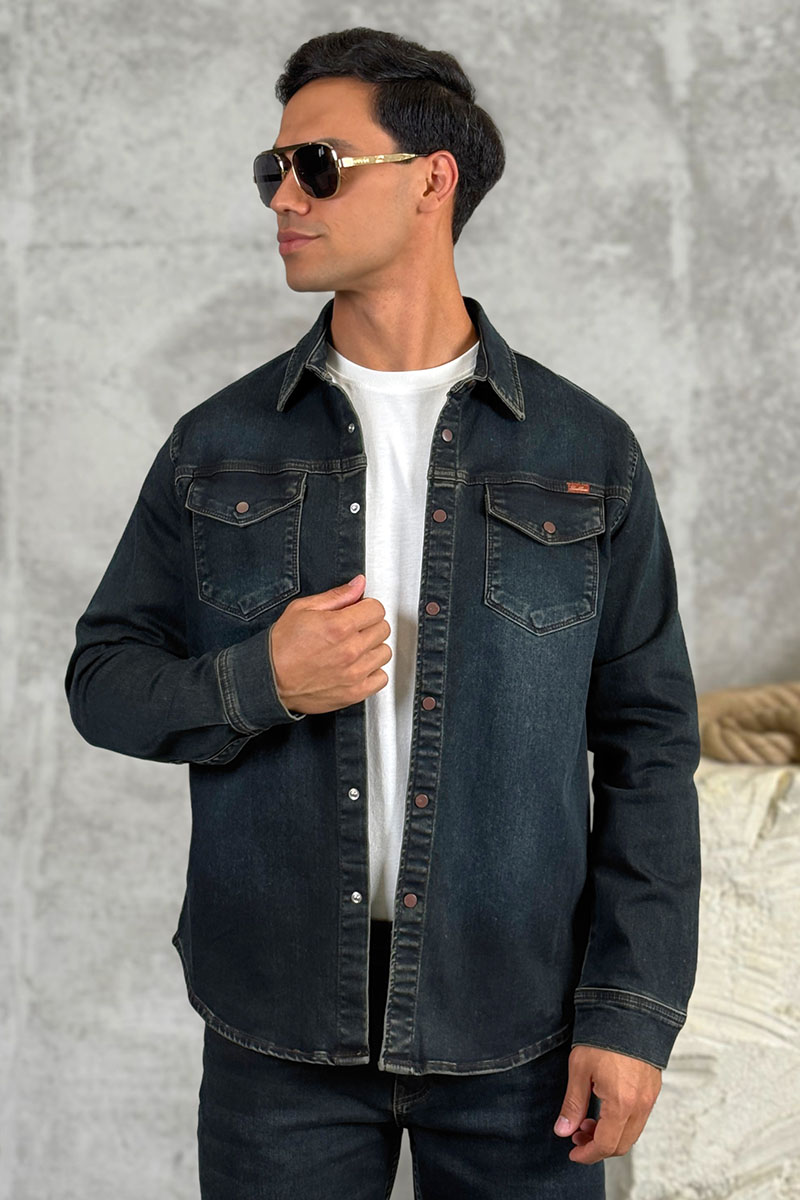 Loro Piana Джинсовая рубашка тёмно-синего цвета