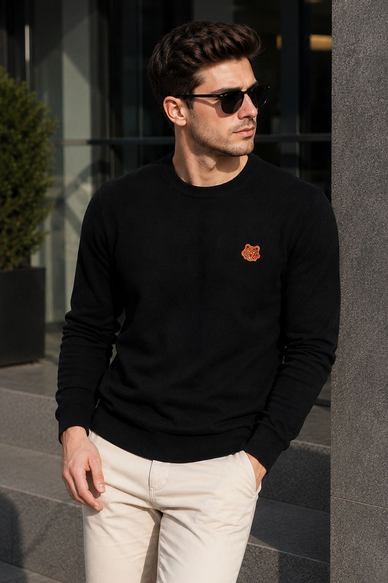 Kenzo Мужской чёрный джемпер Tiger logo-patch