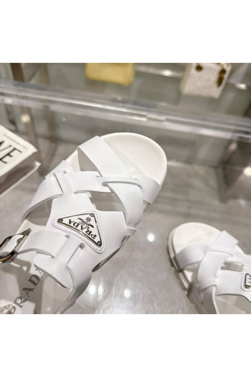 Prada Женские кожаные сандалии Monolith - White
