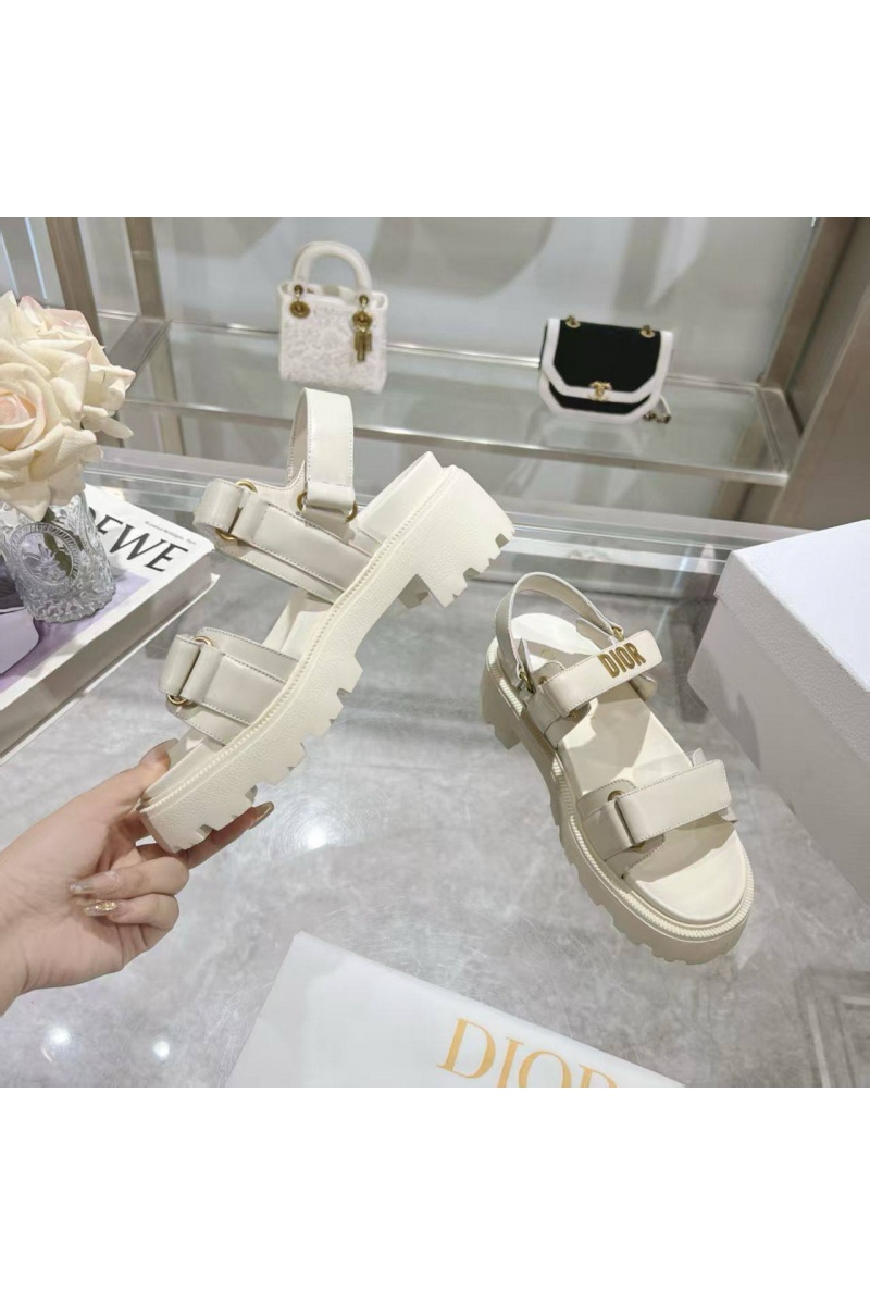 Dior Белые женские кожаные сандалии 