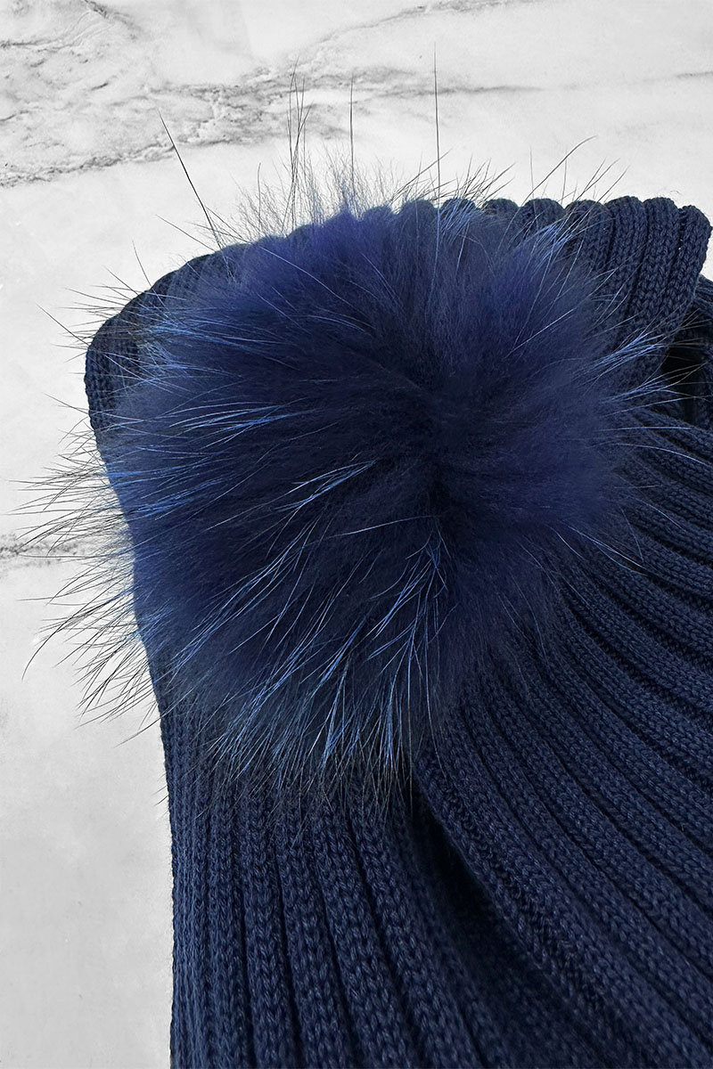 Moncler Комплект из шапки и шарфа синего цвета logo-patch