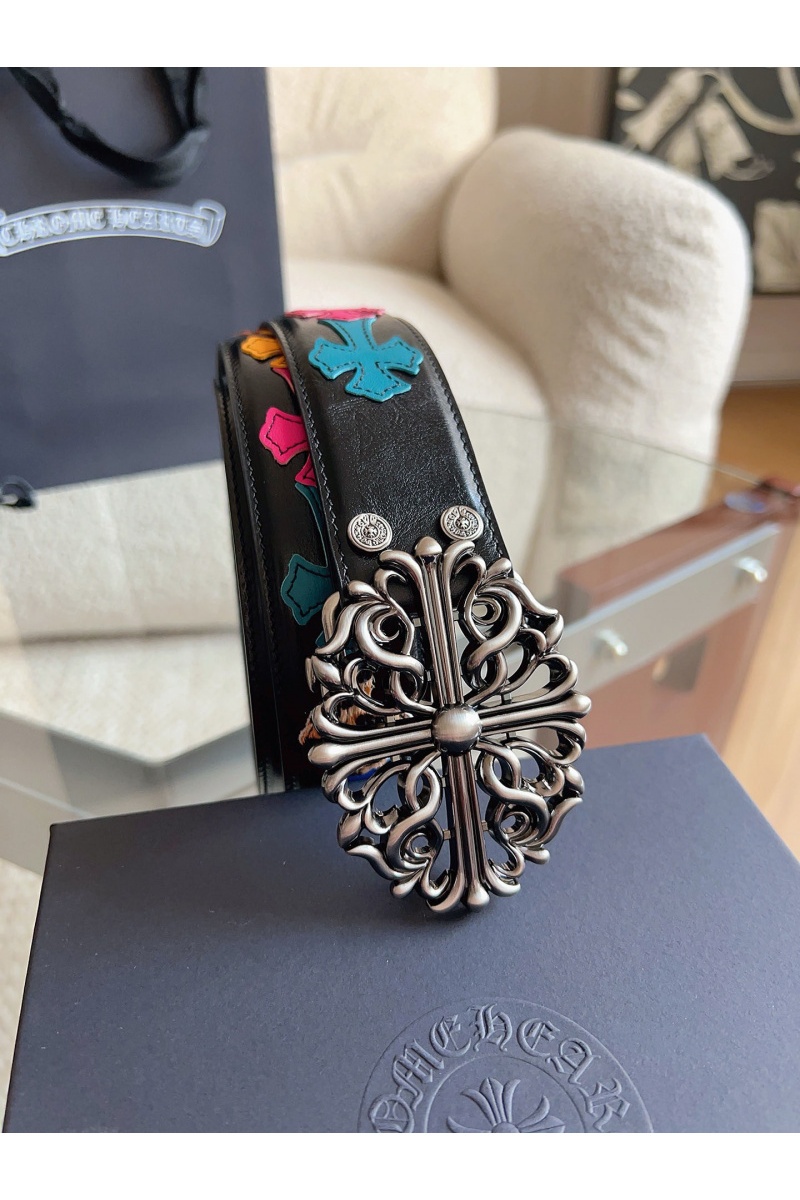 Chrome Hearts Кожаный ремень Cross Patch Cemetery premium