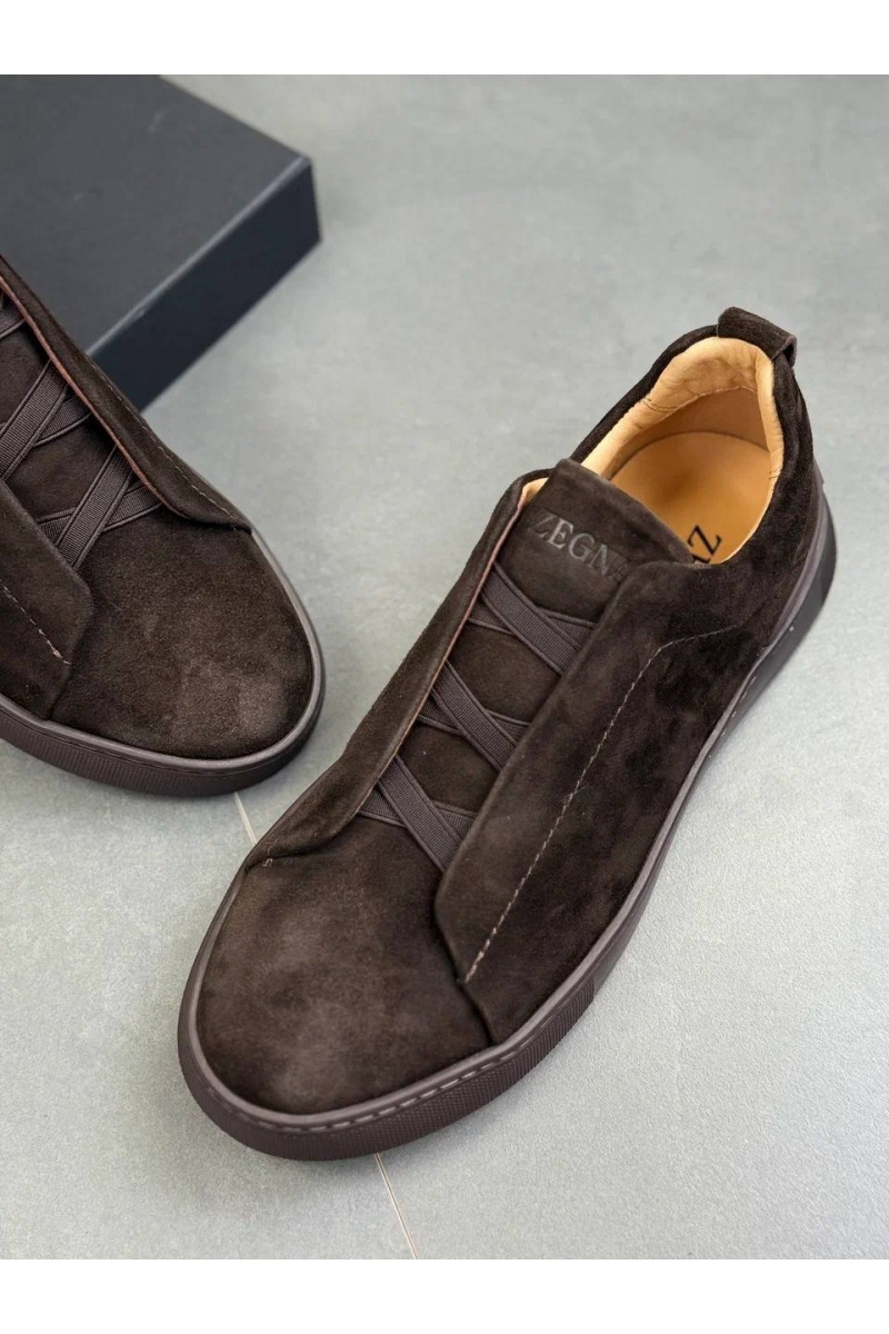 Zegna Замшевые кроссовки Triple Stitch