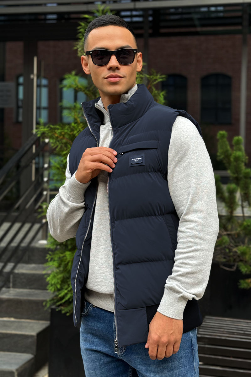 Dоlсе & Gаbbаnа Мужской синий жилет logo-plaque 