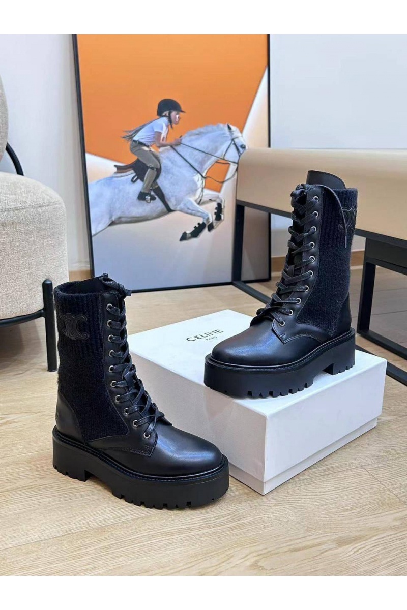 Celine Женские комбинированные ботинки Premium - Black