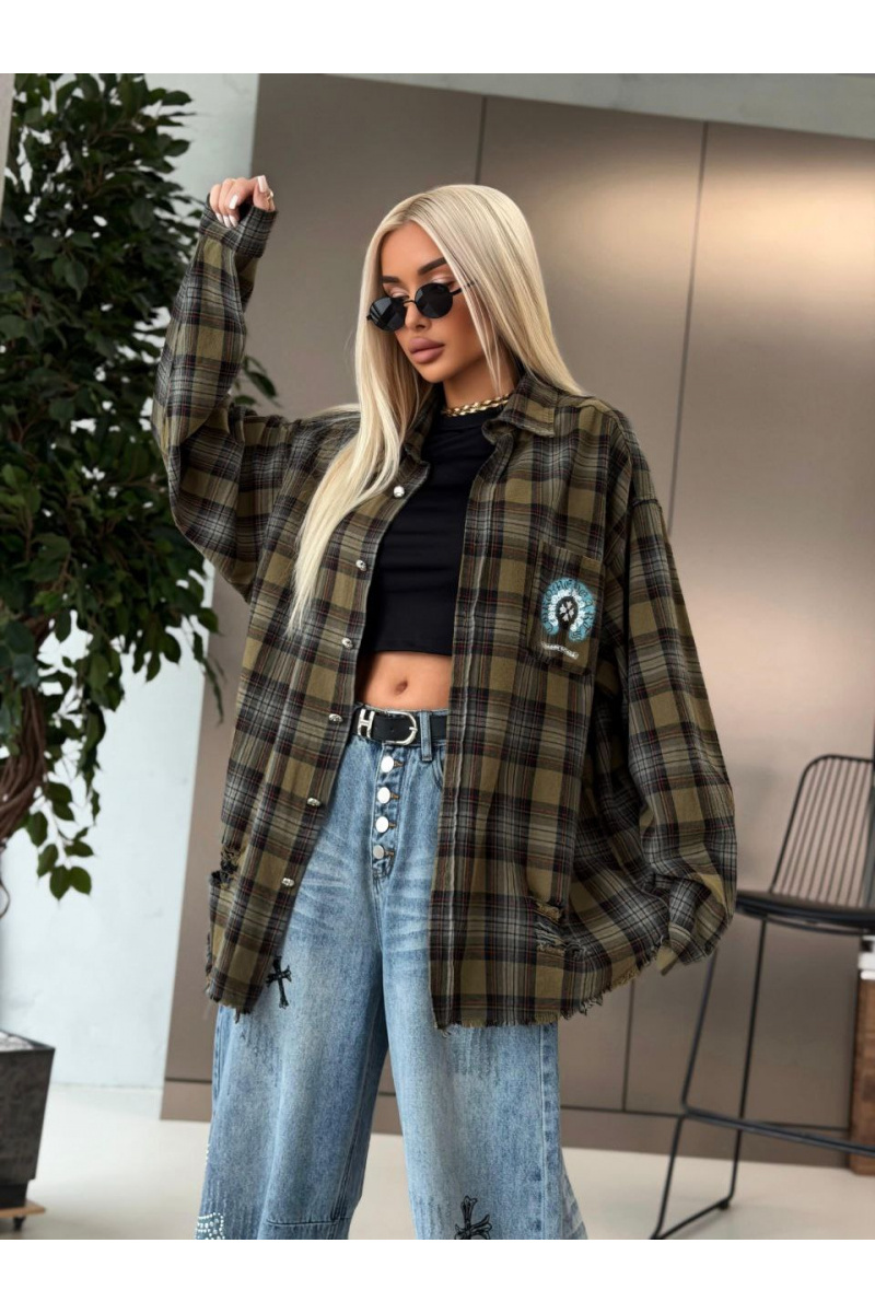 Chrome Hearts Женская оверсайз рубашка в клетку premium