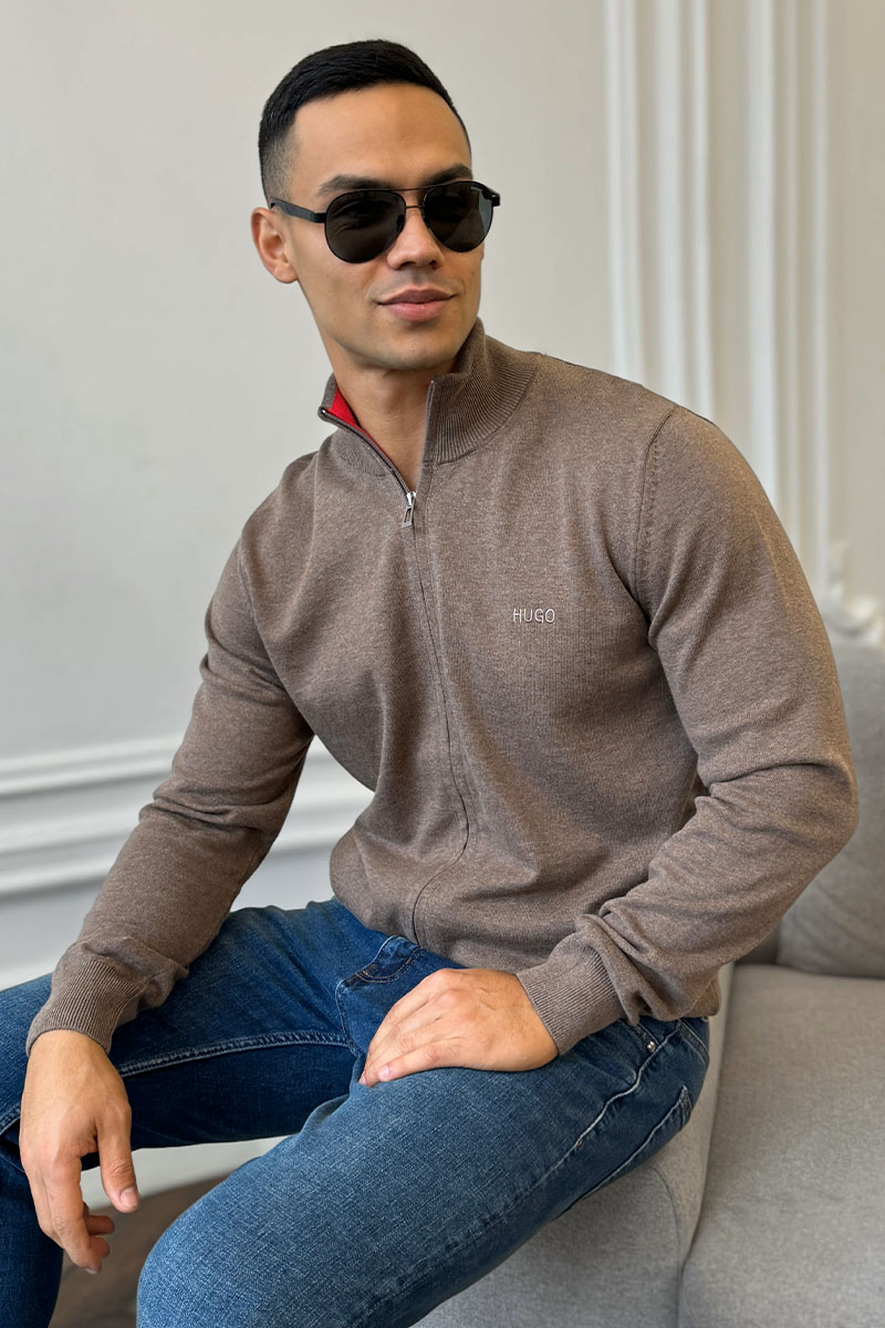 Hugо Воss Мужская кофта zip-up - Brown