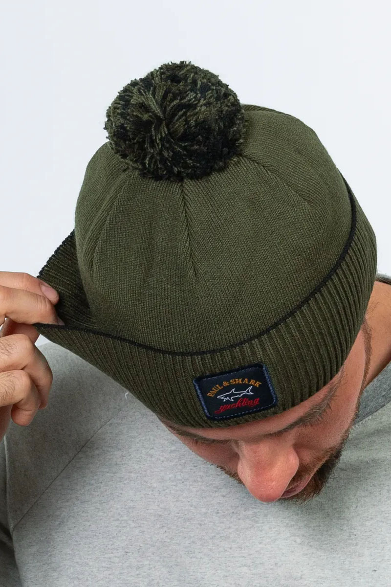 Paul & Shark Шапка на флисе logo-badge - Khaki 