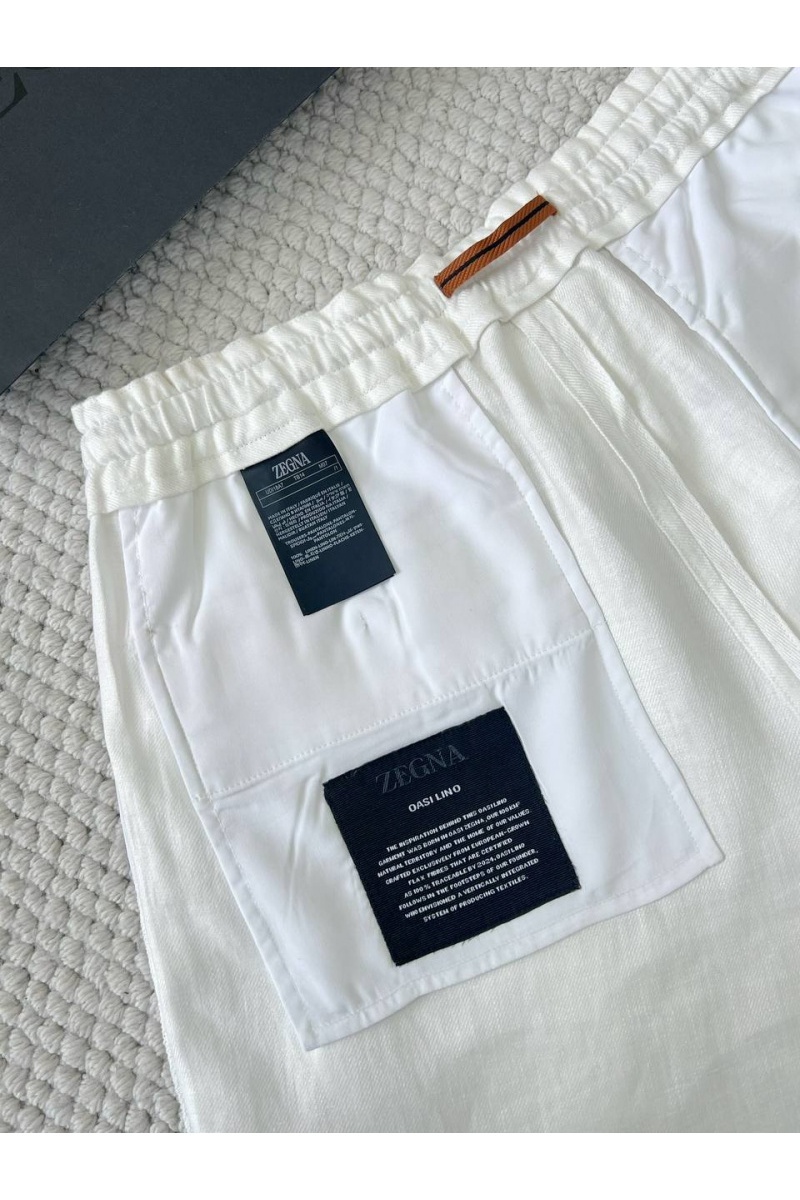 Zegna Льняные шорты белого цвета premium
