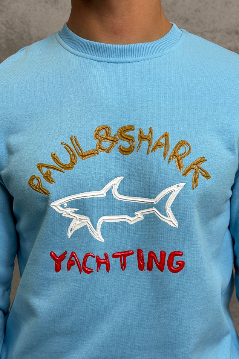 Paul & Shark Свитшот голубого цвета logo-print