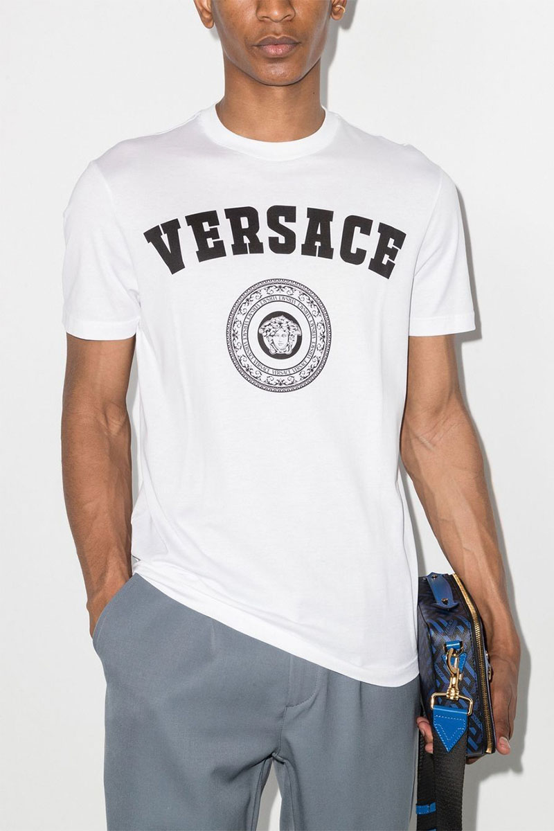 Versace Мужская белая футболка logo-print Medusa