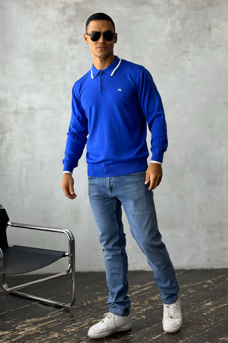 Etro Поло с длинным рукавом Pegaso logo - Blue