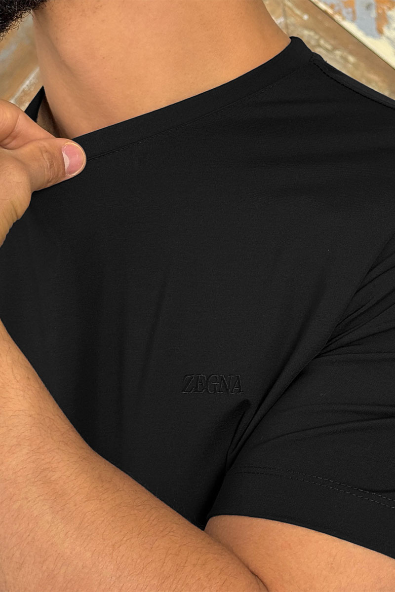 Zegna Мужская чёрная футболка logo-embroidered