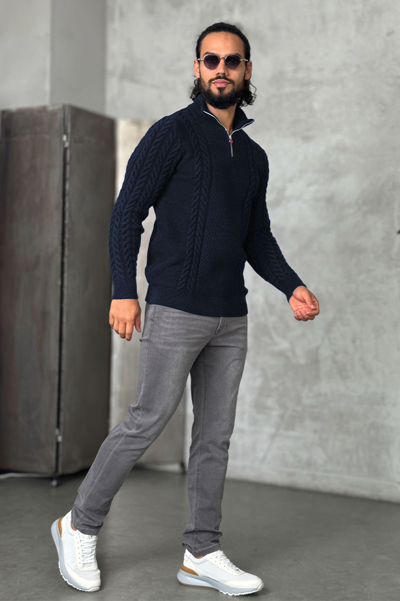 Kiton Мужской свитер тёмно-синего цвета 