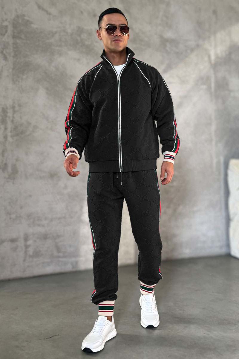 Gucci Чёрная кофта на молнии GG jacquard 