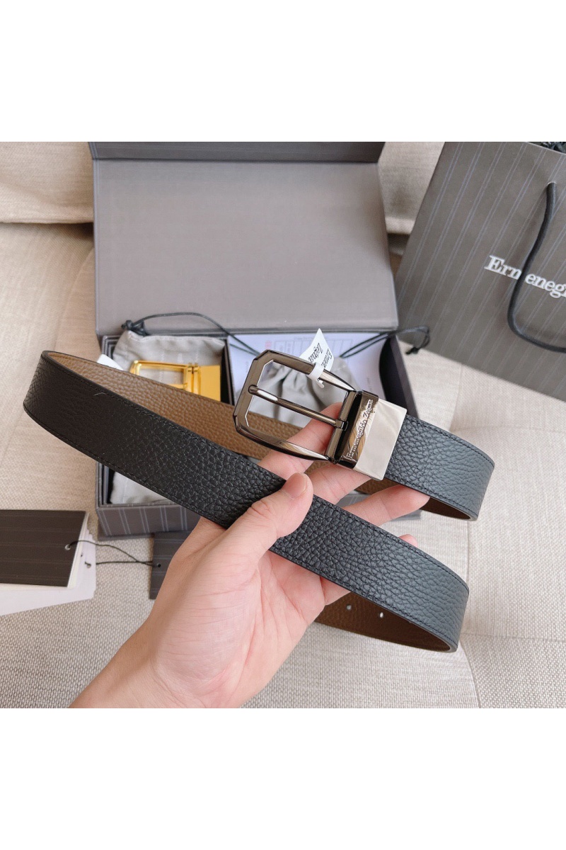 Zegna Двусторонний кожаный ремень Premium (длина 110 см, ширина 3.5 см)