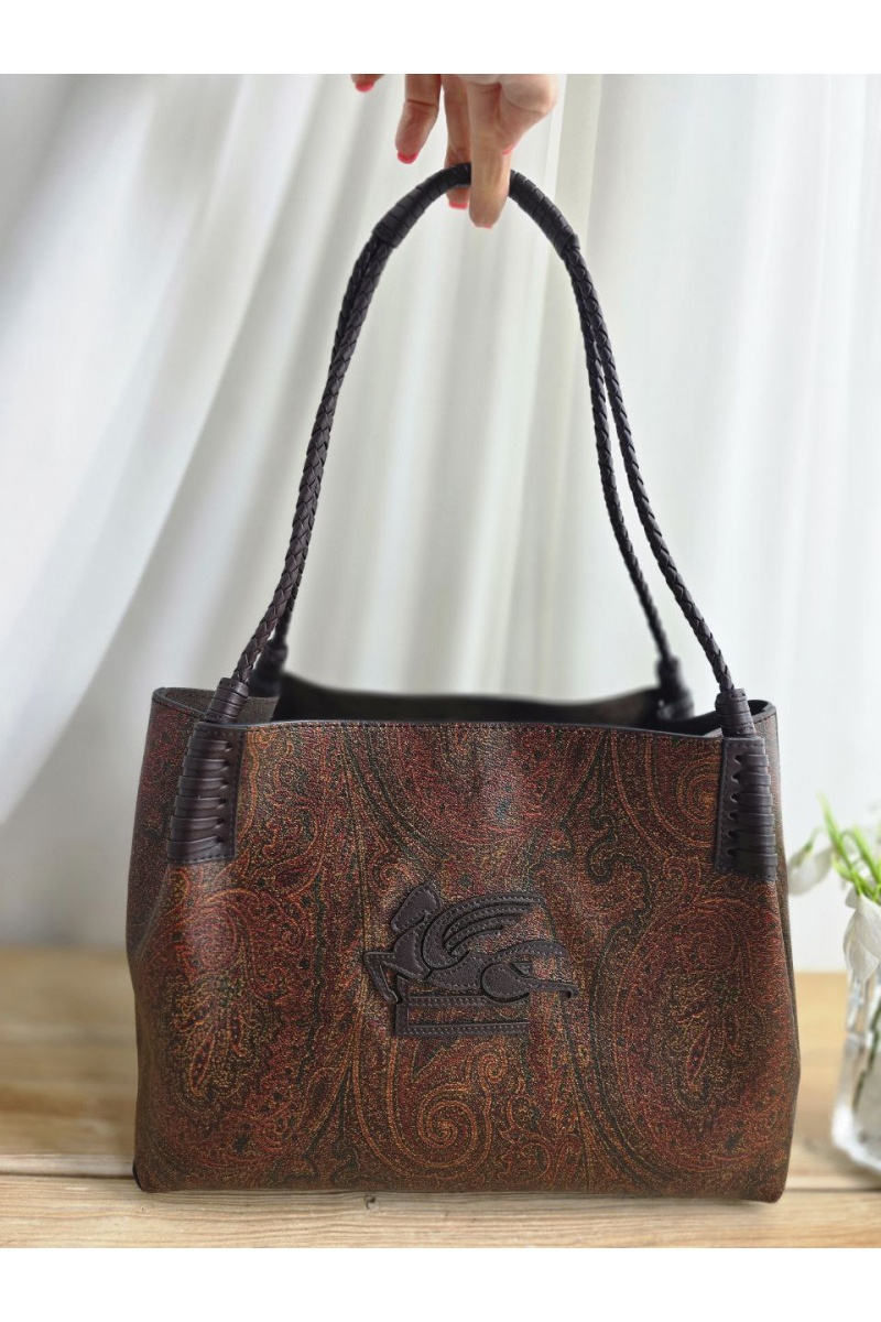 Etro Кожаная сумка с узором пейсли 38x23 см