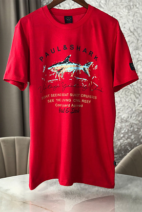 Красная мужская футболка logo-print