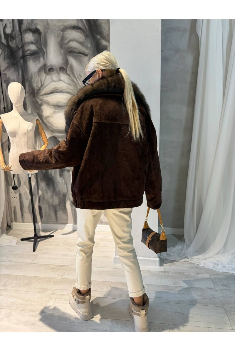 Max Mara Женский бомбер с натуральным мехом premium