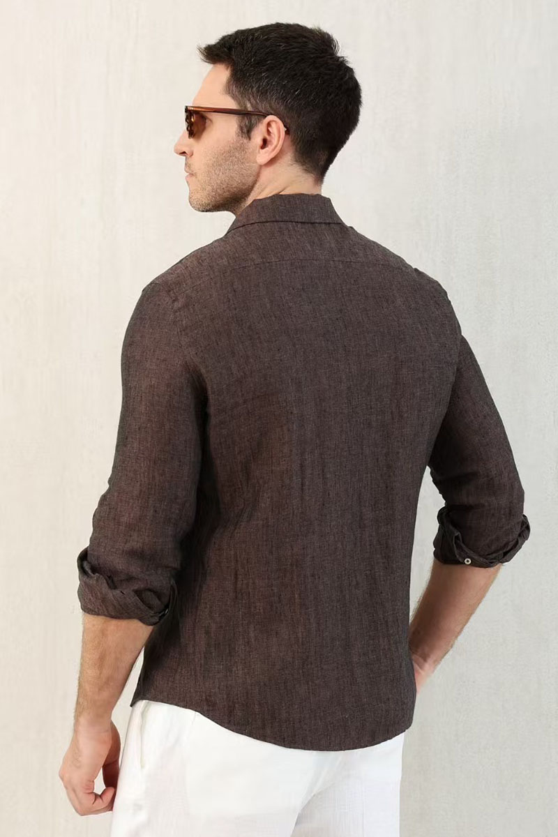 Designer Льняная рубашка Premium - Brown