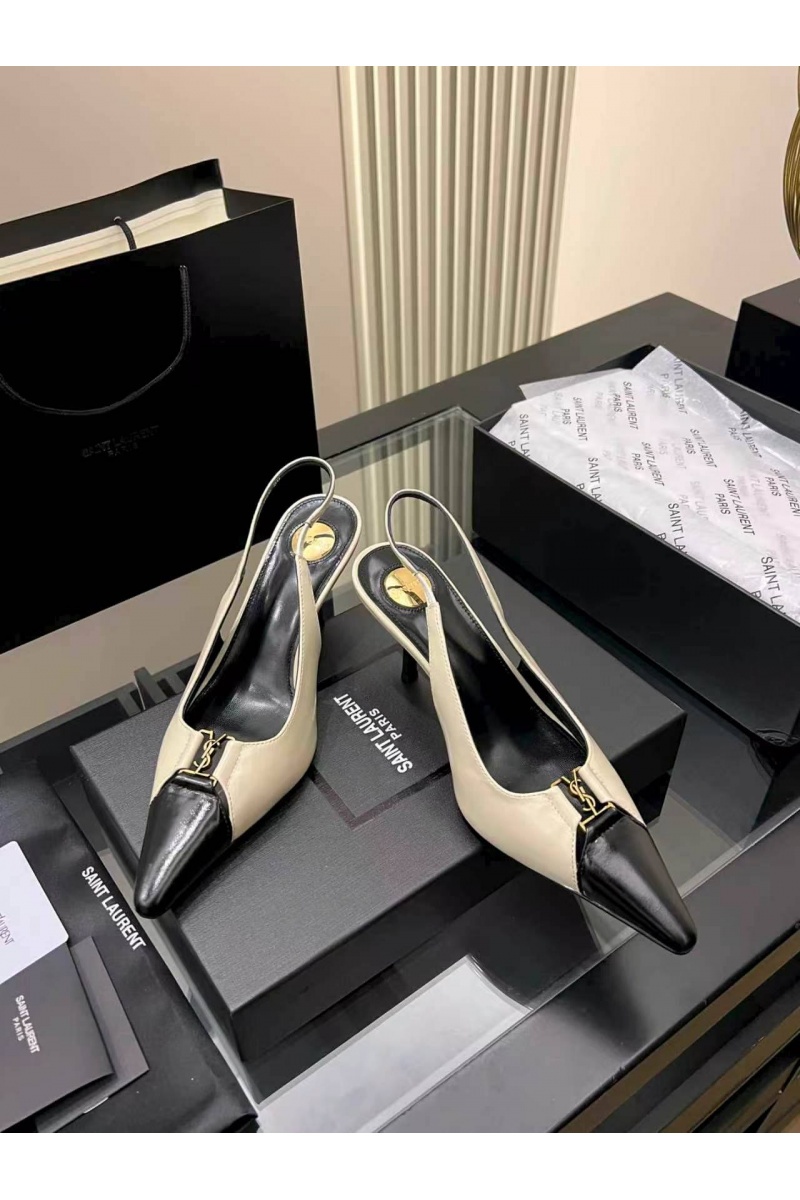 Yves Saint Laurent Женские кожаные туфли на каблуке premium