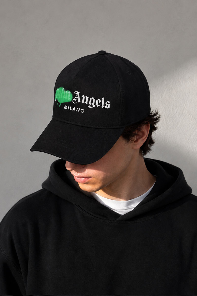 Palm Angels Чёрная бейсболка Milano Sprayed