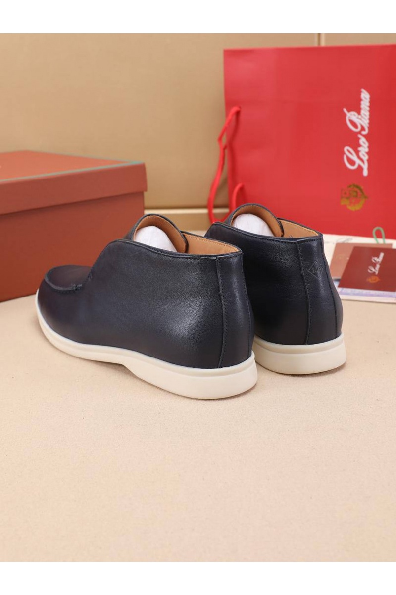 Loro Piana Кожаные лоферы с меховой стелькой Open Walk - Navy