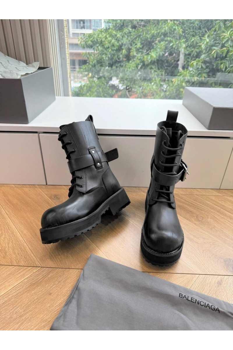 Balenciaga Женские кожаные ботинки Venom Lace-Up premium