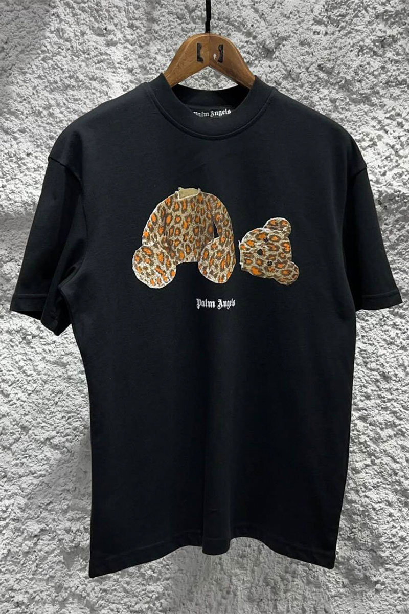 Palm Angels Чёрная оверсайз футболка Leopard Bear