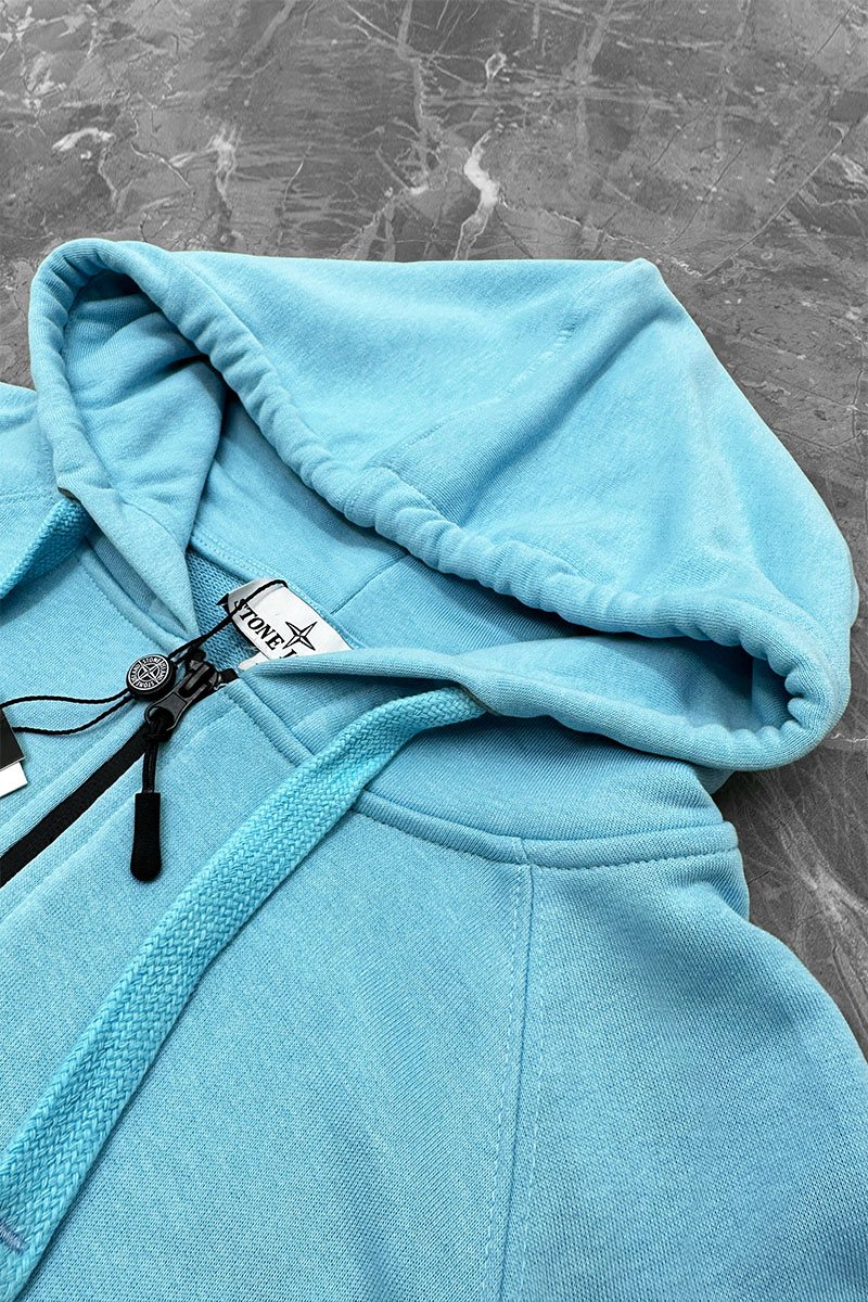 Stone Island Голубая кофта на молнии compass-patch 