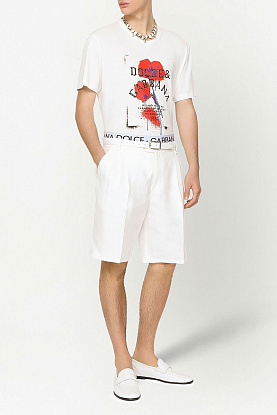 Белая мужская футболка floral logo-print