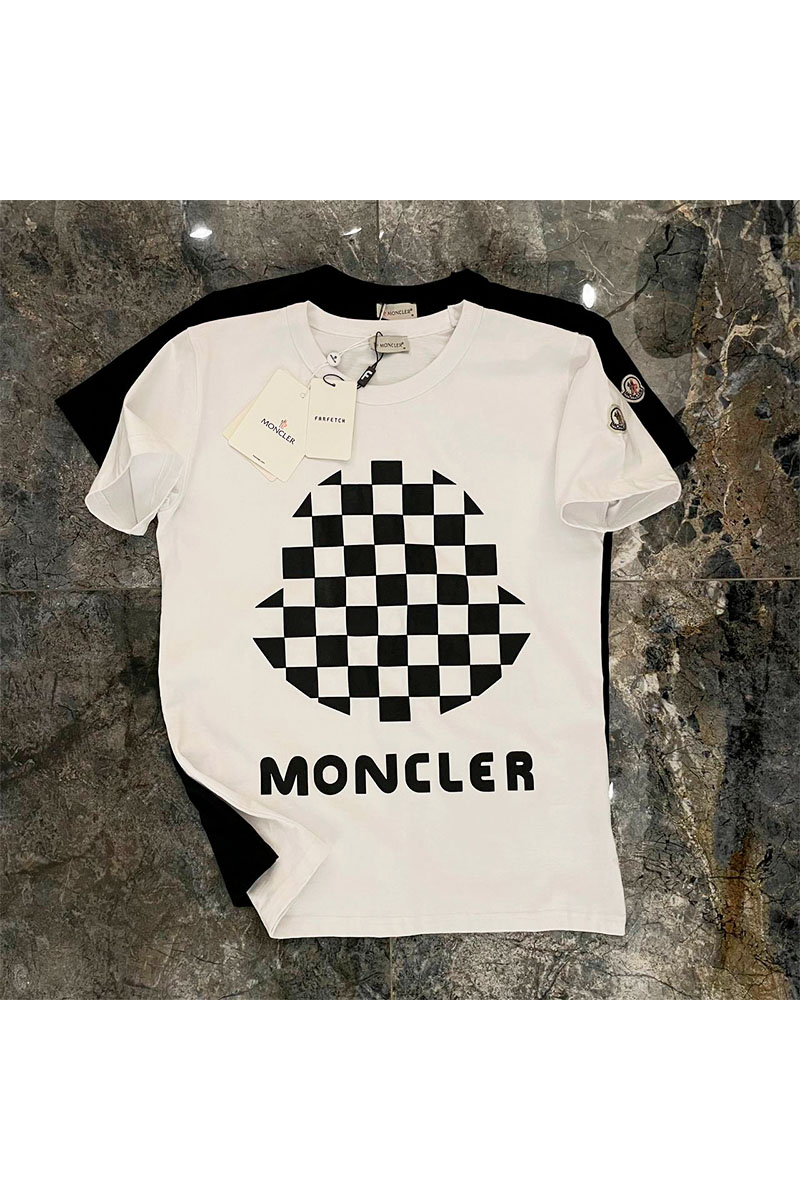 Moncler Белая оверсайз футболка Checked logo-print