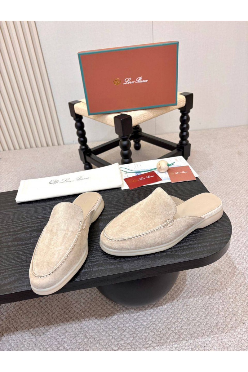 Loro Piana Мужские замшевые шлёпанцы