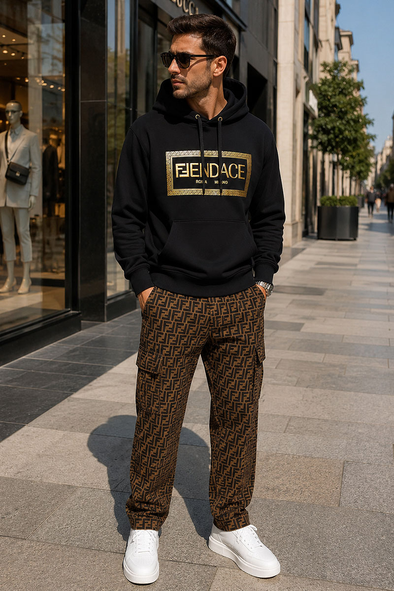Versace Чёрная мужская кофта Collaboration Fendace Logo