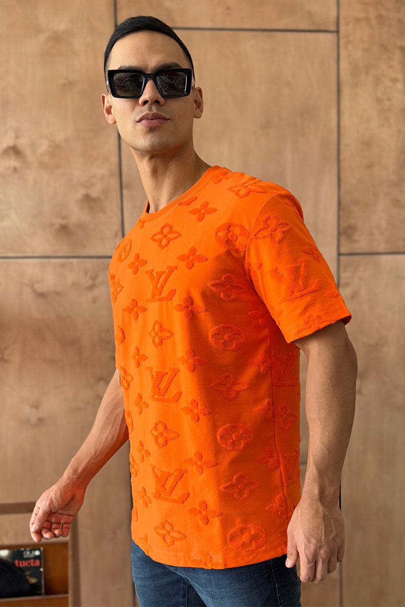 Lоuis Vuittоn Оранжевая оверсайз футболка Monogram All-over