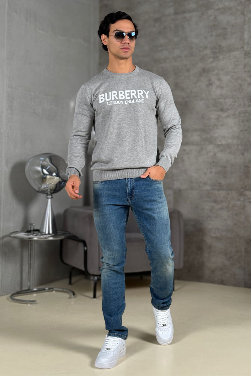 Burberry Мужской джемпер logo-intarsia - Grey