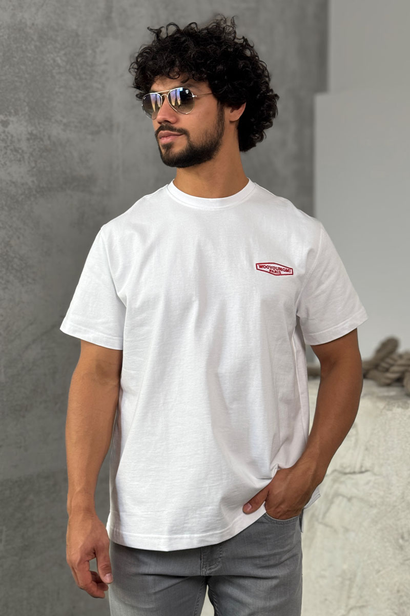 Designer Clothing Белая оверсайз футболка Wooyoungmi logo patch