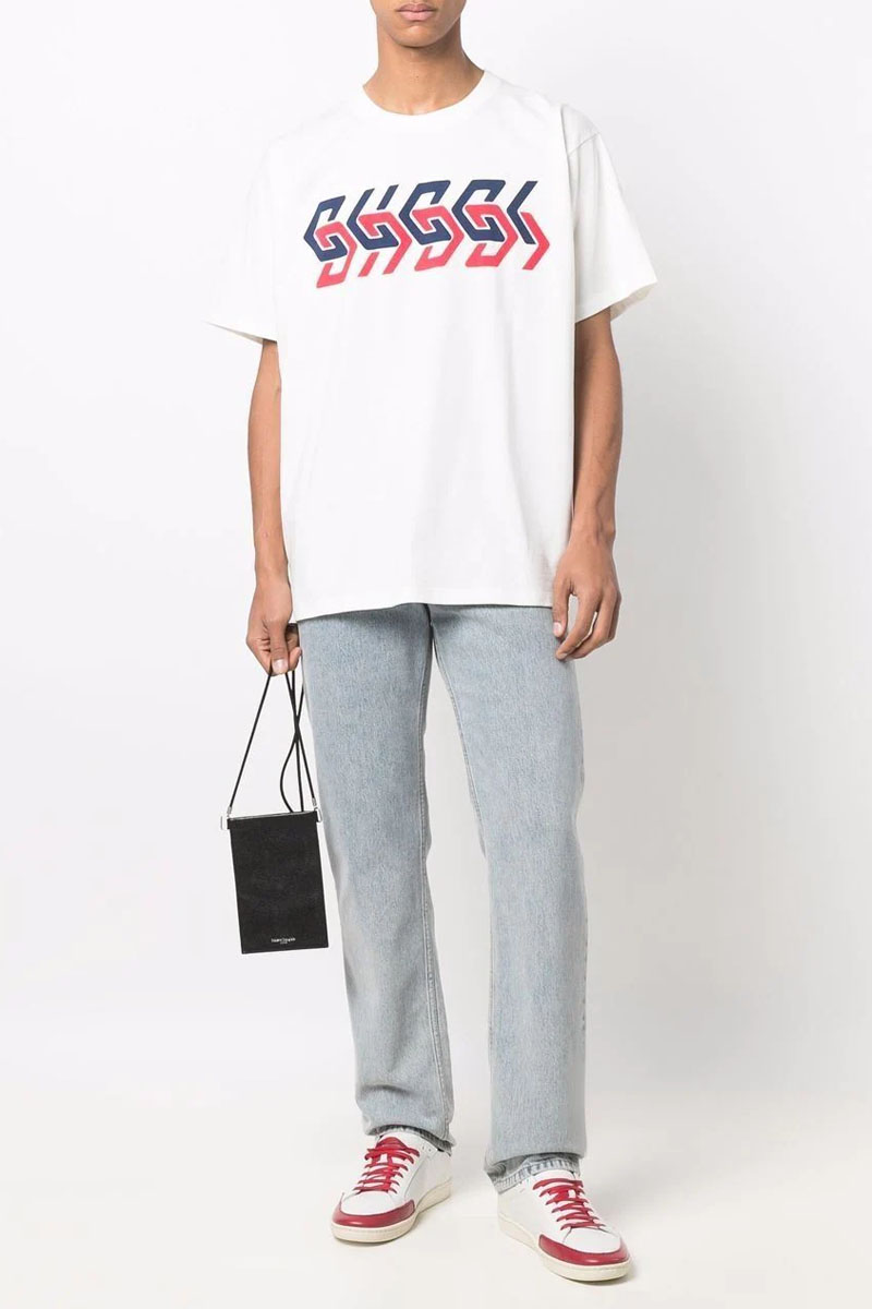 Gucci Белая оверсайз футболка mirror-logo