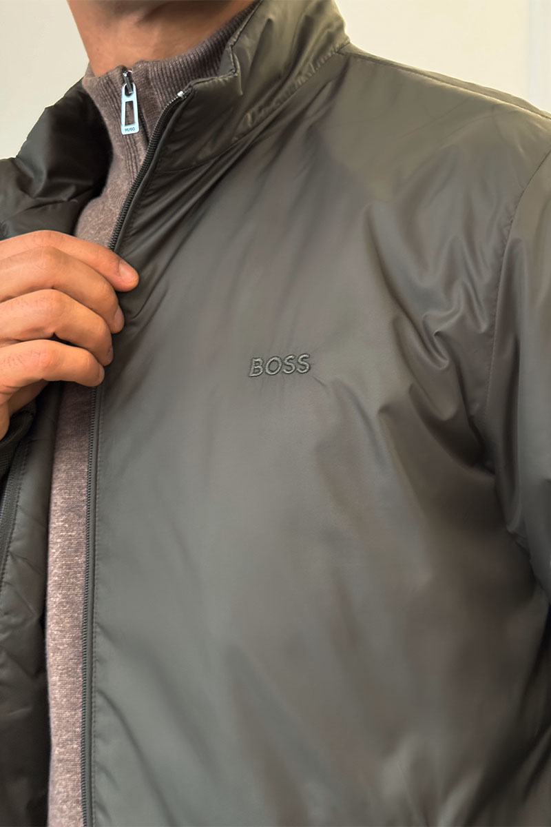 Hugо Воss Мужская зелёная куртка logo-patch 