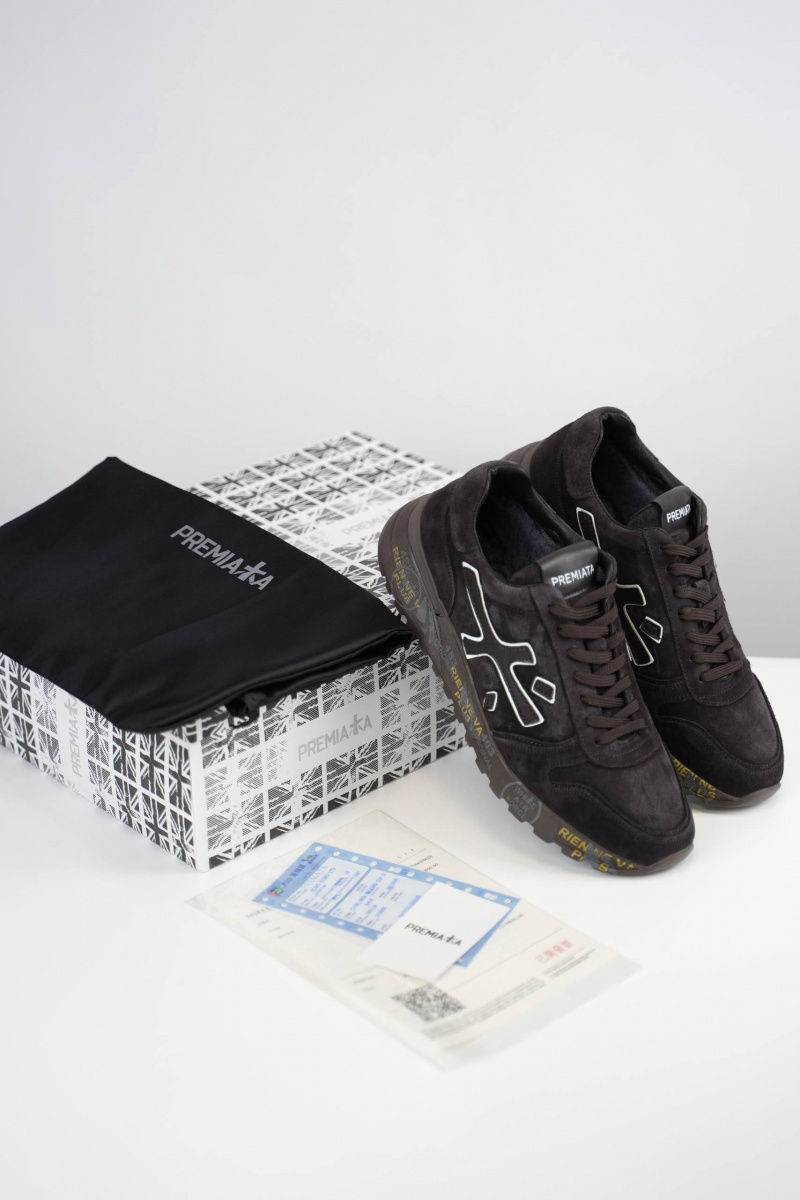 Premiata Замшевые кроссовки с мехом low-top - Brown