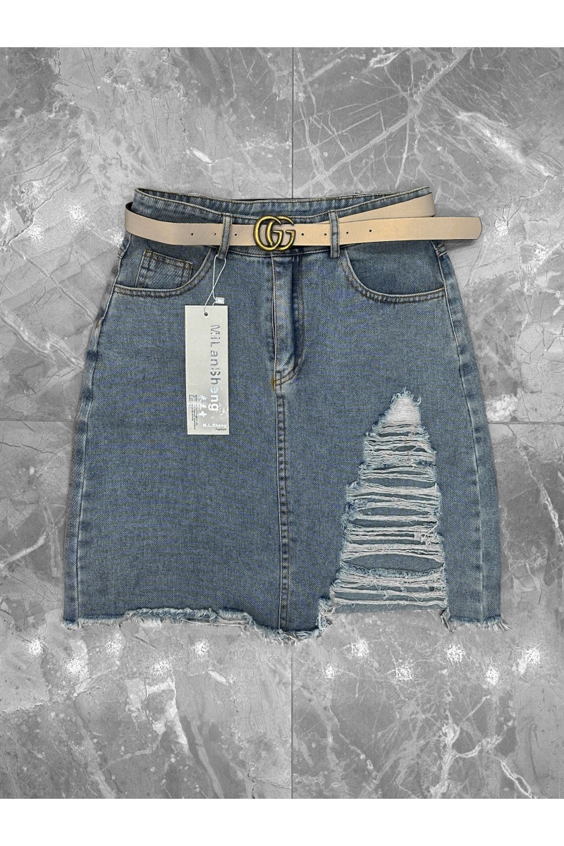 Designer Clothing Женская джинсовая юбка с ремнём синего цвета