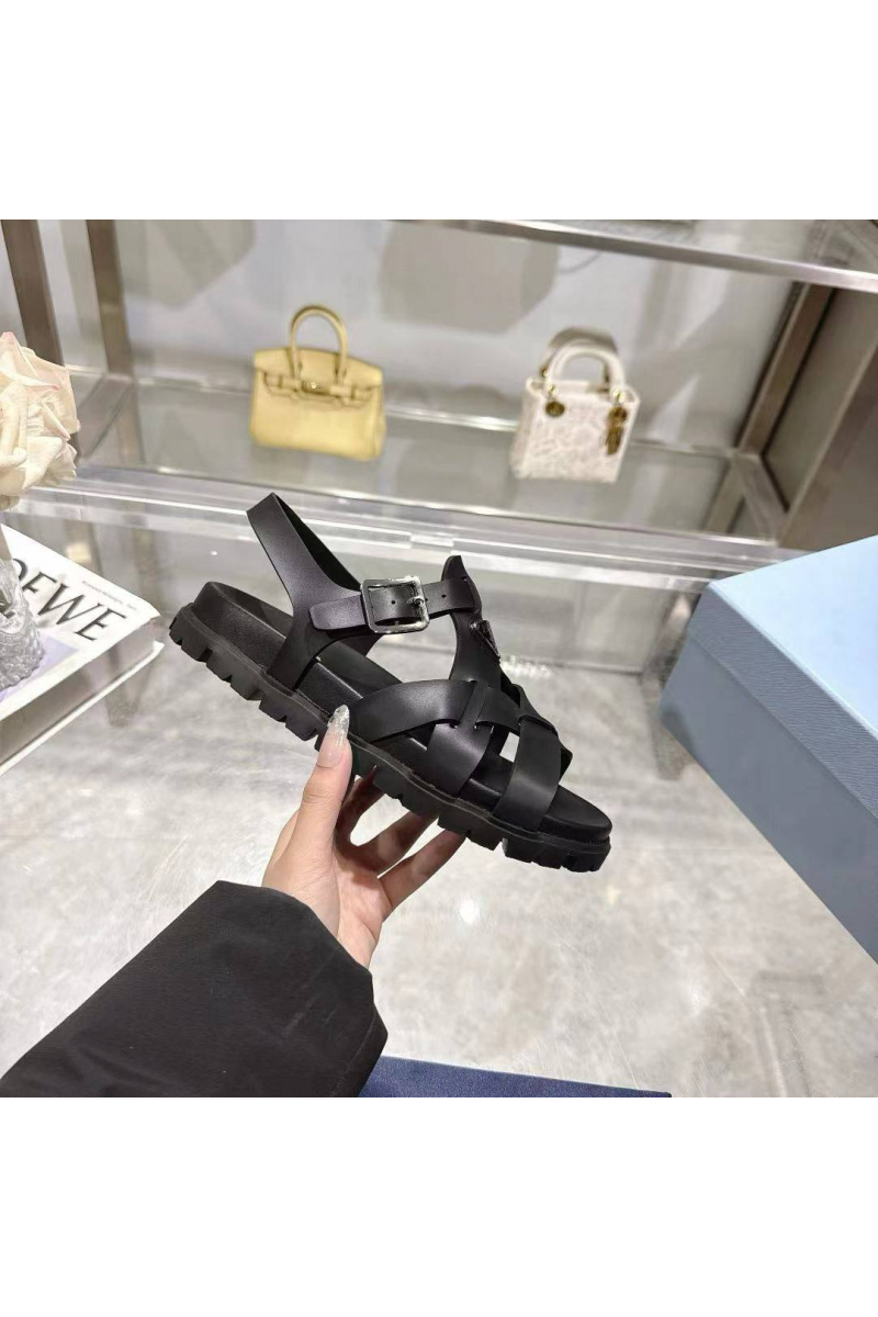 Prada Женские кожаные сандалии Monolith - Black