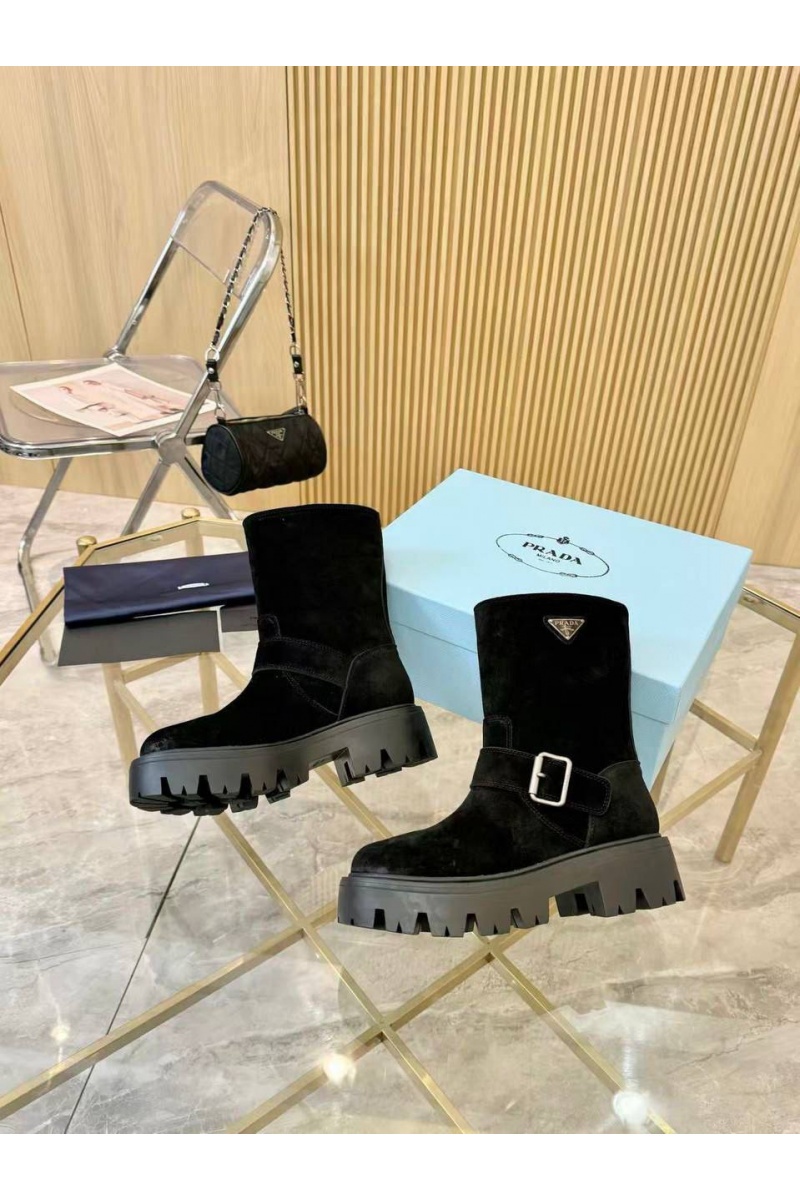 Prada Женские замшевые сапоги Suede premium