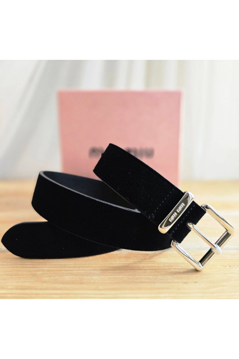 MIU MIU Замшевый ремень чёрного цвета - длина 80 / 85 см