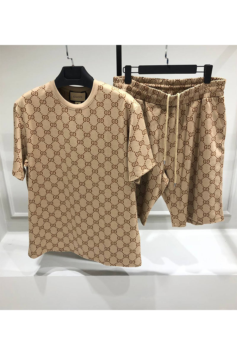 Gucci Футболка бежевого цвета GG monogram-pattern