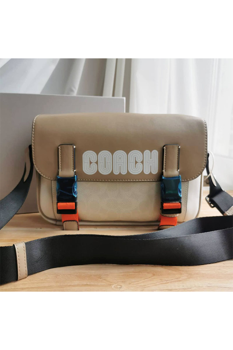 Coach Кожаная сумка Coach Track - Colorblock 28x20 см